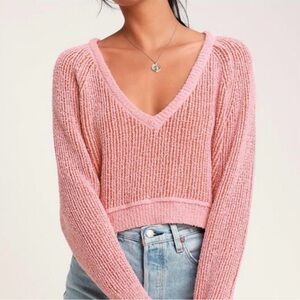Free People High Low V Textured Slouchy Sweater